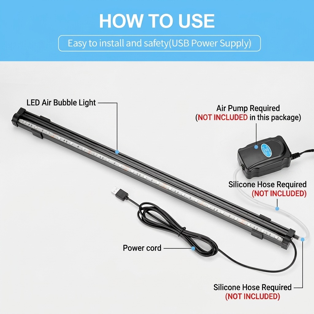 USB LED Aquarium Air Bubble Li - огляд і ціна Aquarium Marine Lights